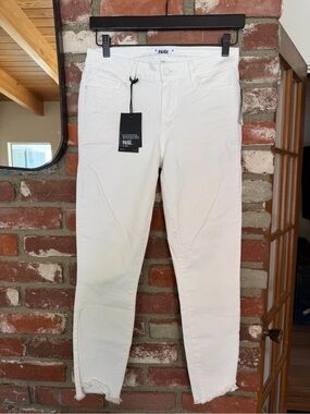 PAIGE Cream High-Rise Denim Jeans